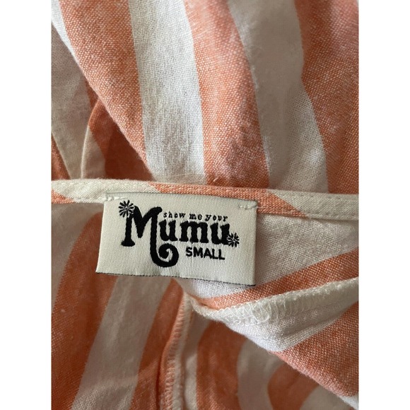 Show Me Your MuMu Dress Size S Linen Blend Remington Orange Dreamsicle Striped - Picture 5 of 5